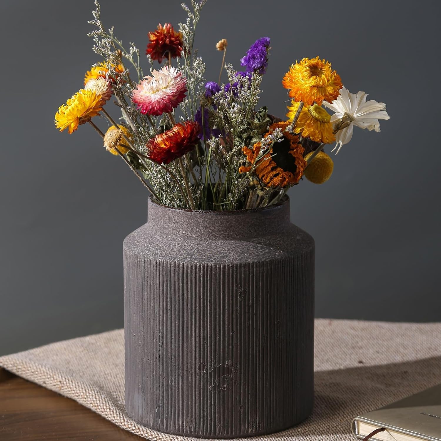 Farmhouse Vase for Home Decor, Vintage Rustic Terracotta Flower Vase Suitable for Home Decor, Living Room, Shelf, Dining Table. 7IN.